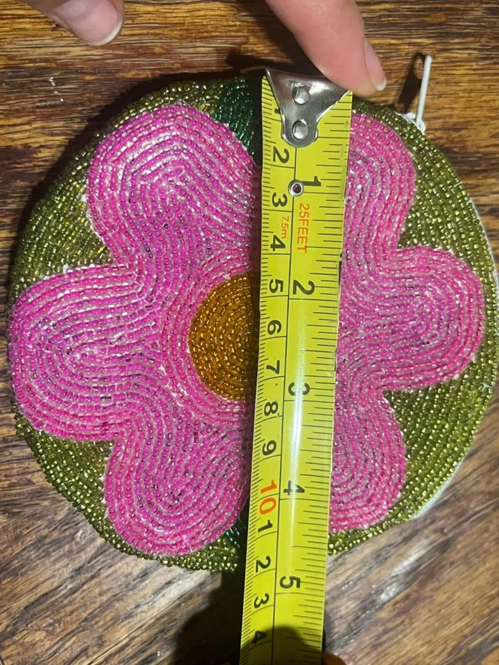 Beaded Pink Flower Coin Purse - Picture 5 of 6